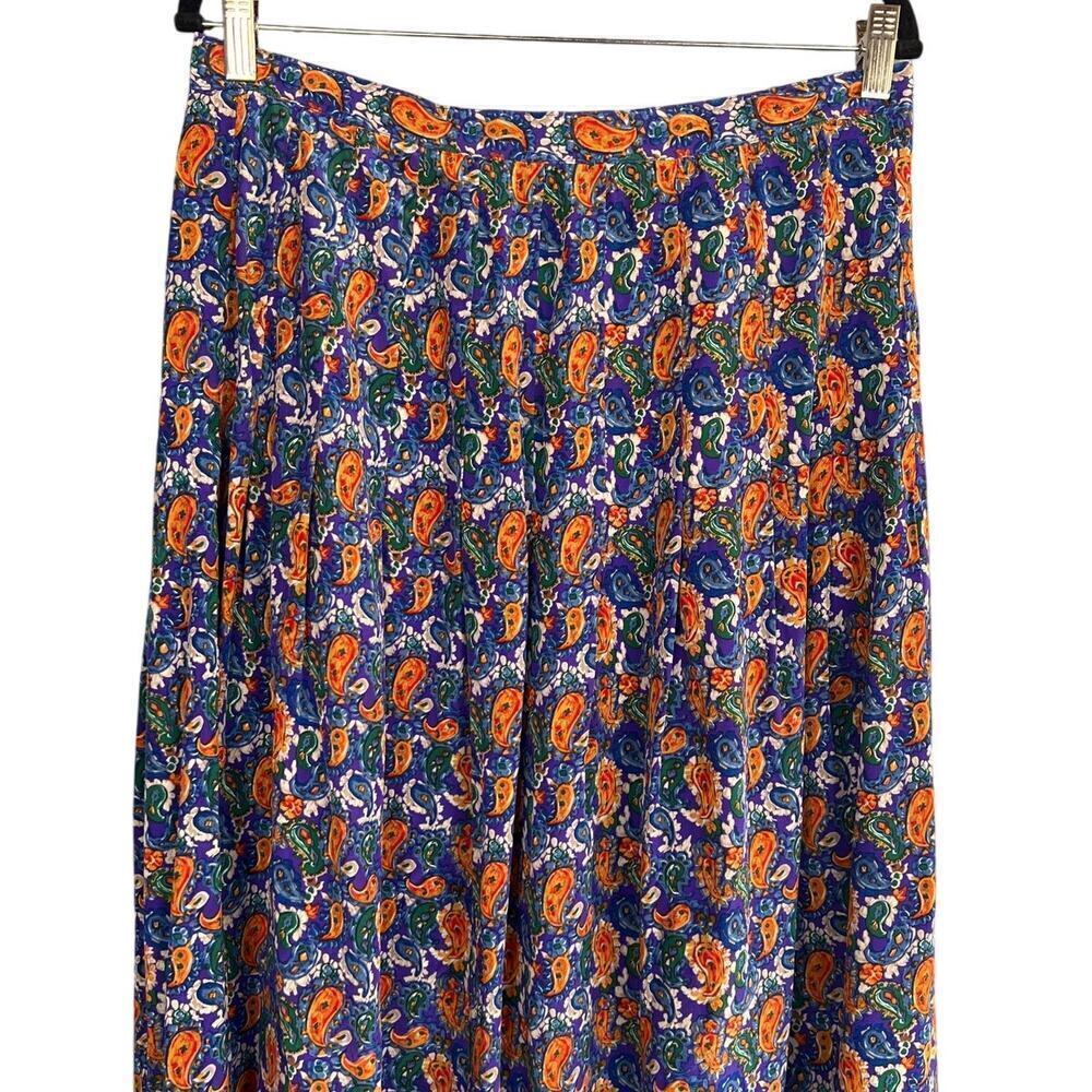 Vintage Nordstrom Freedberg Midi Length Paisley Print Skirt Size 18 - Picture 2 of 7